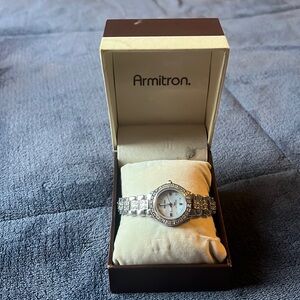 Armitron silver watch with crystal detail